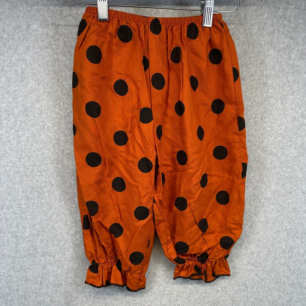 Vintage Malina Pants Kids Girls Size 10 Orange Black Polka Dot Ruched Ankle Crop